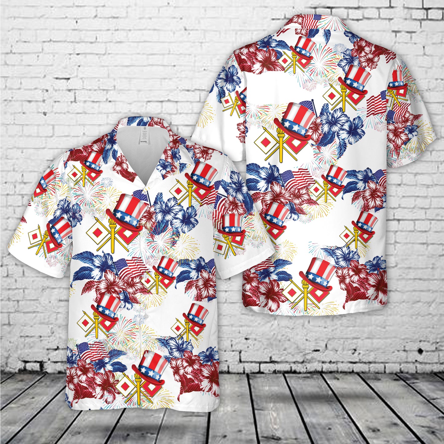 US Army Signal Corps (USASC) Branch Insignia, 4th Of July Hawaiian Shirt