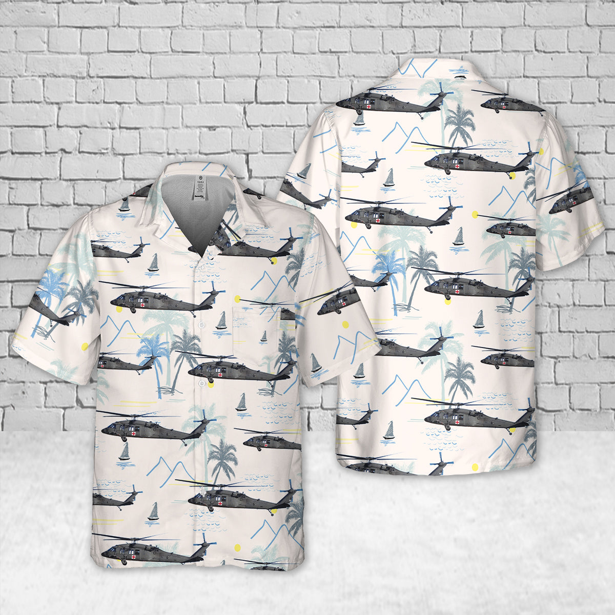 US Army Sikorsky HH-60M MEDEVAC Black Hawk Helicopter Pocket Hawaiian Shirt