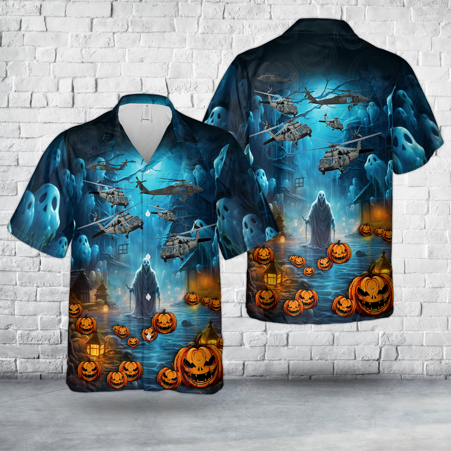 US Army Sikorsky UH-60 Black Hawk Halloween Hawaiian Shirt