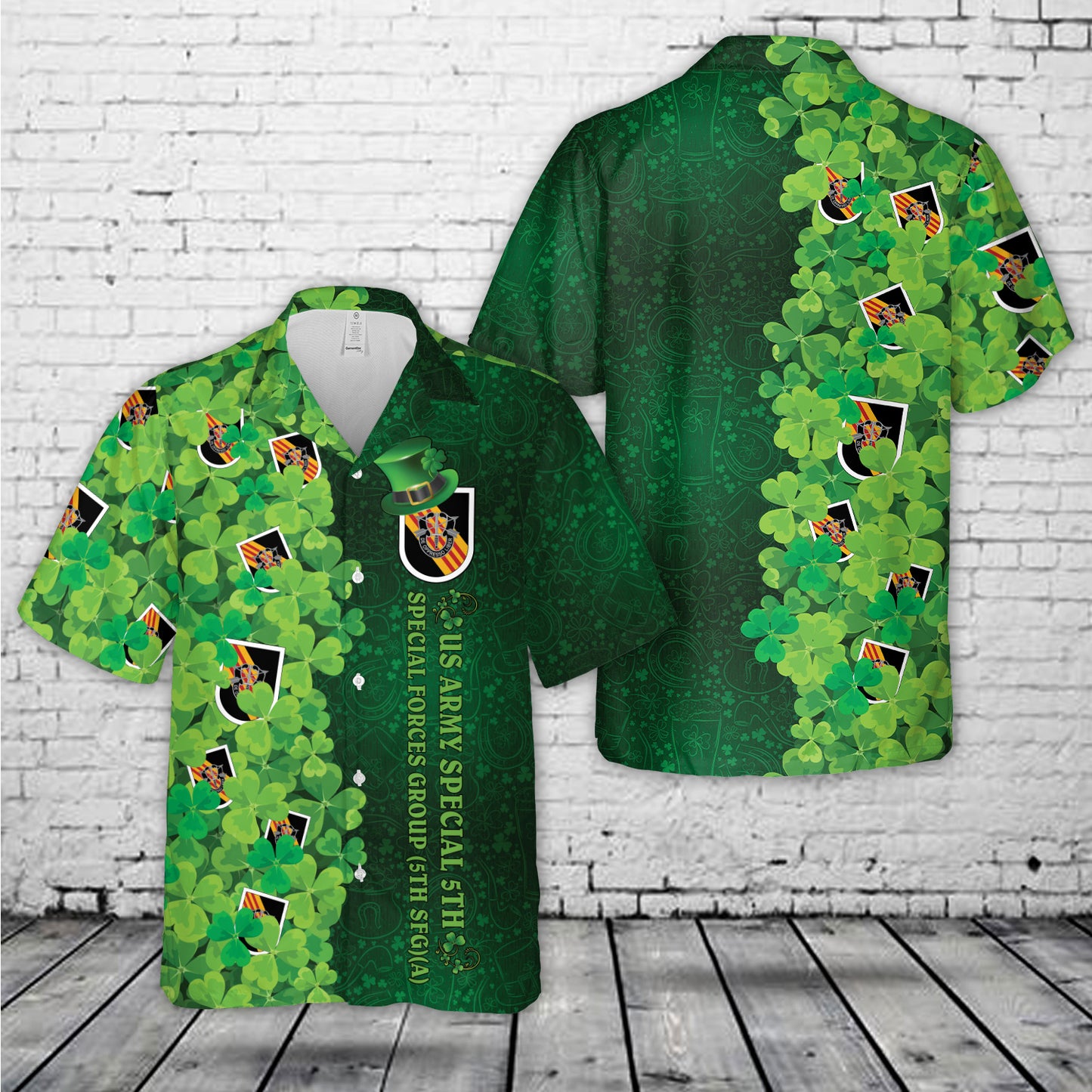 US Army Special 5th Special Forces Group (5th SFG)(A), Patrick's Day Hawaiian Shirt