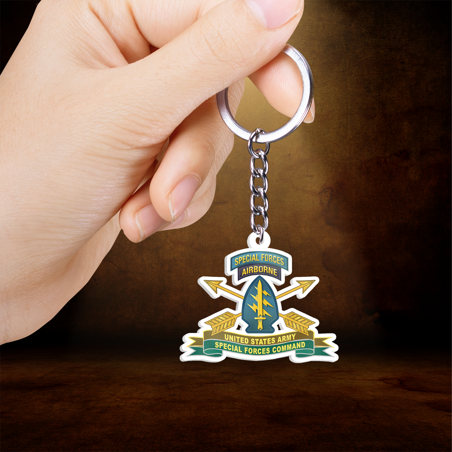 US Army Special Force Airborne Special Operations Command Custom shape 2-layer Acrylic Keychain