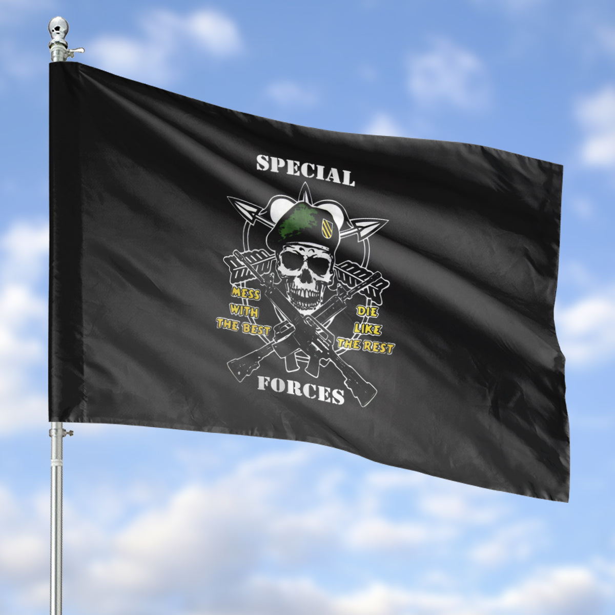US Army Special Force Green Beret Mess With The Best Die Like The Rest House Flag