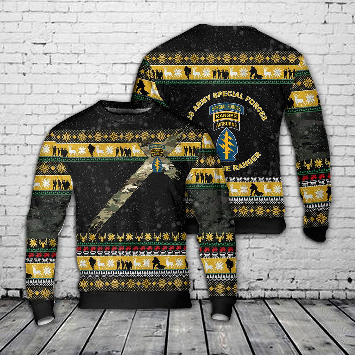 US Army Special Forces Airborne Ranger Christmas AOP Sweater