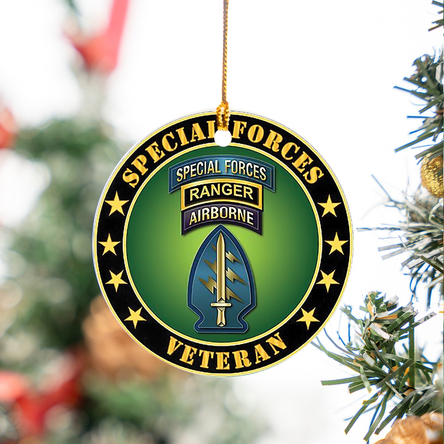 US Army Special Forces Ranger Veteran Ceramic Ornament