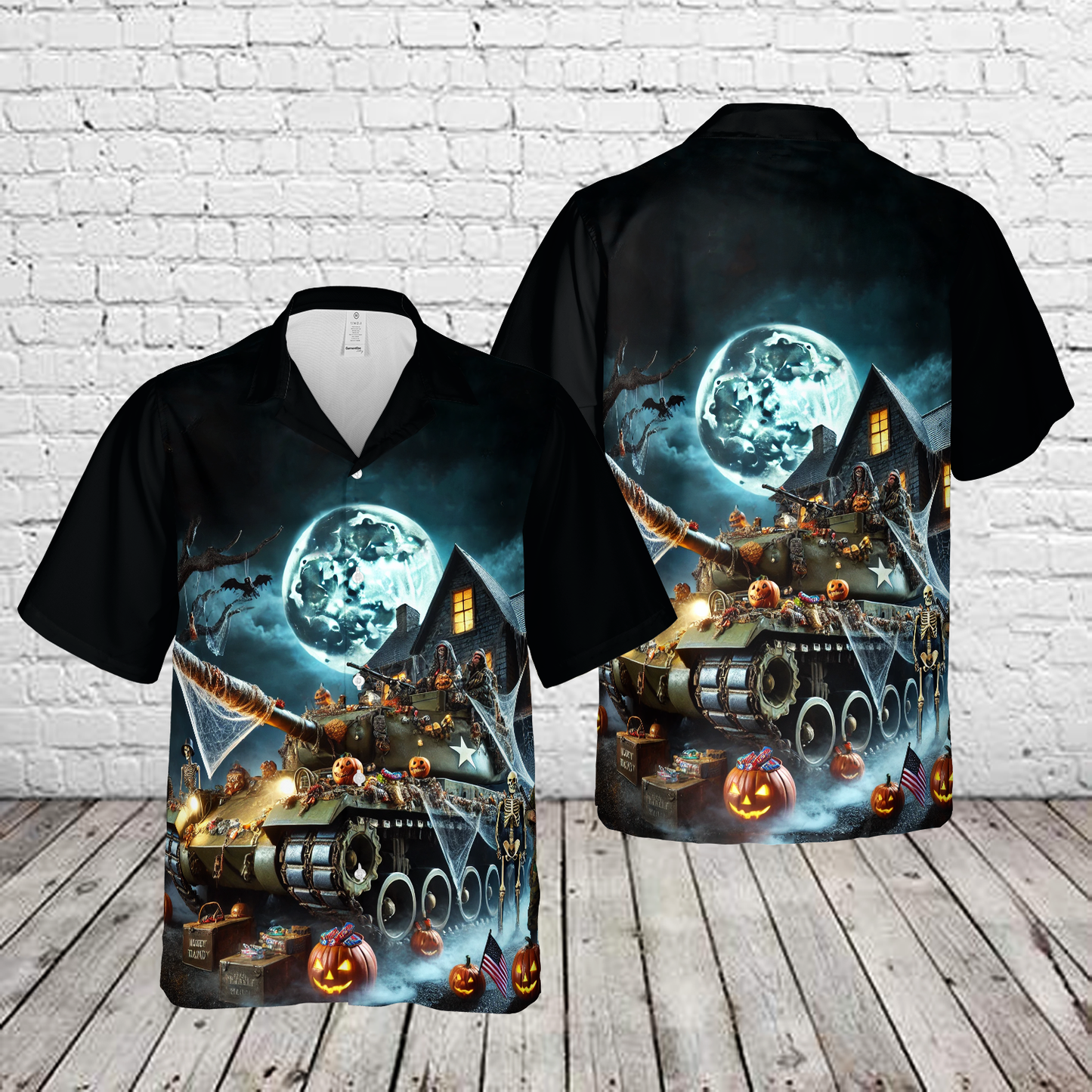 US Army Tank Halloween Hawaiian Shirt