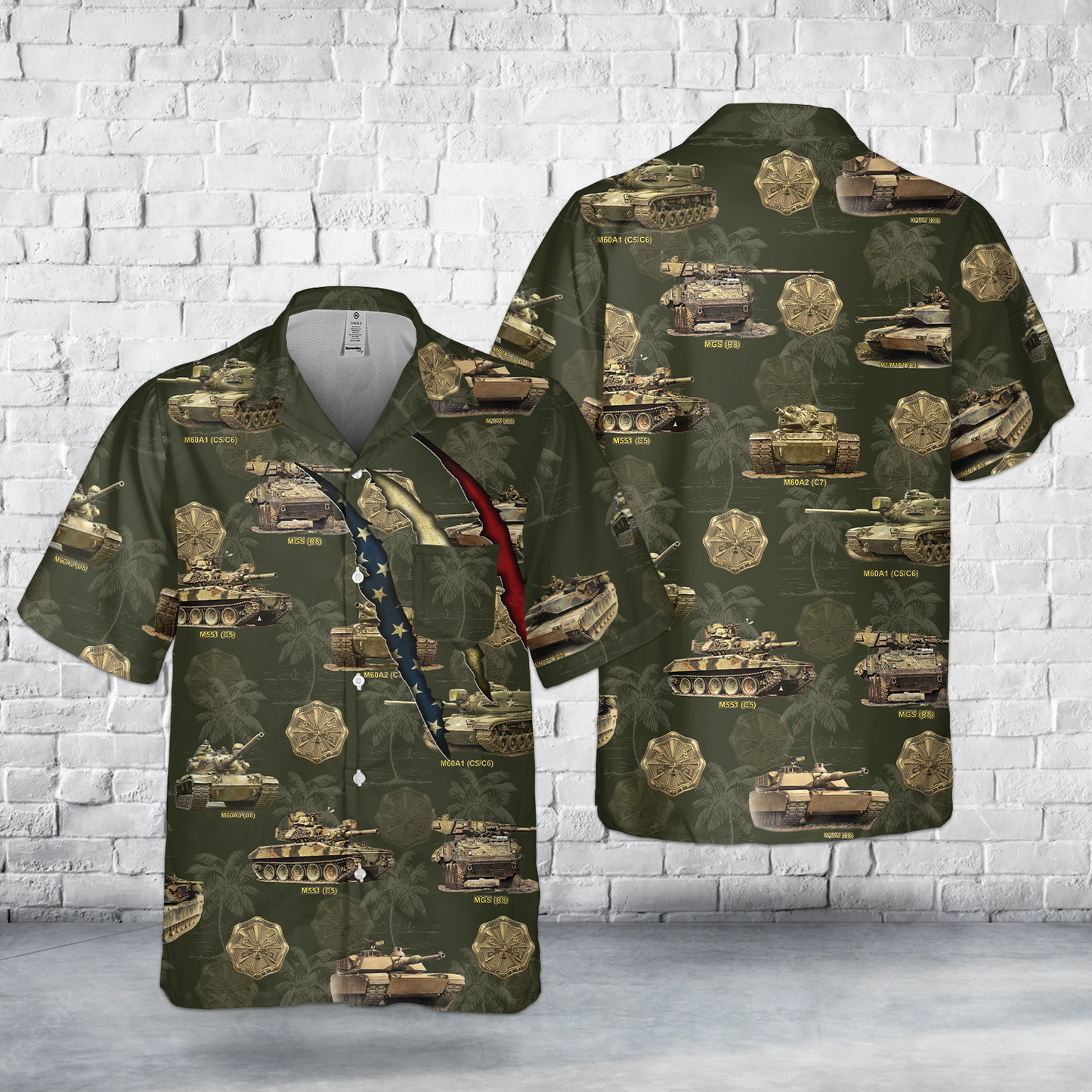 US Army Tank M60 Master Gunner Pocket Hawaiian Shirt