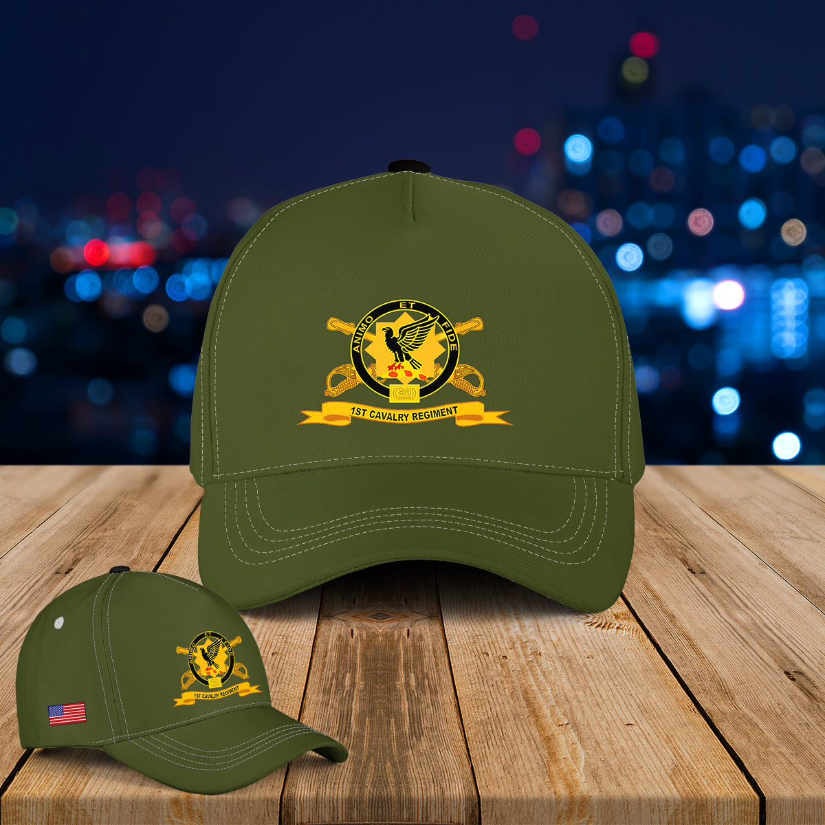 US Army 1st Cavalry Regiment w Br - Ribbon Baseball Cap