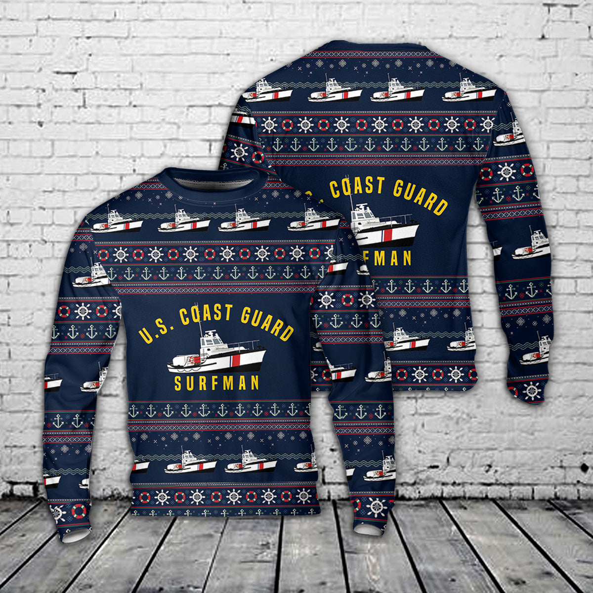 US Coast Guard 44 Motor Lifeboat Surfman Christmas Sweater
