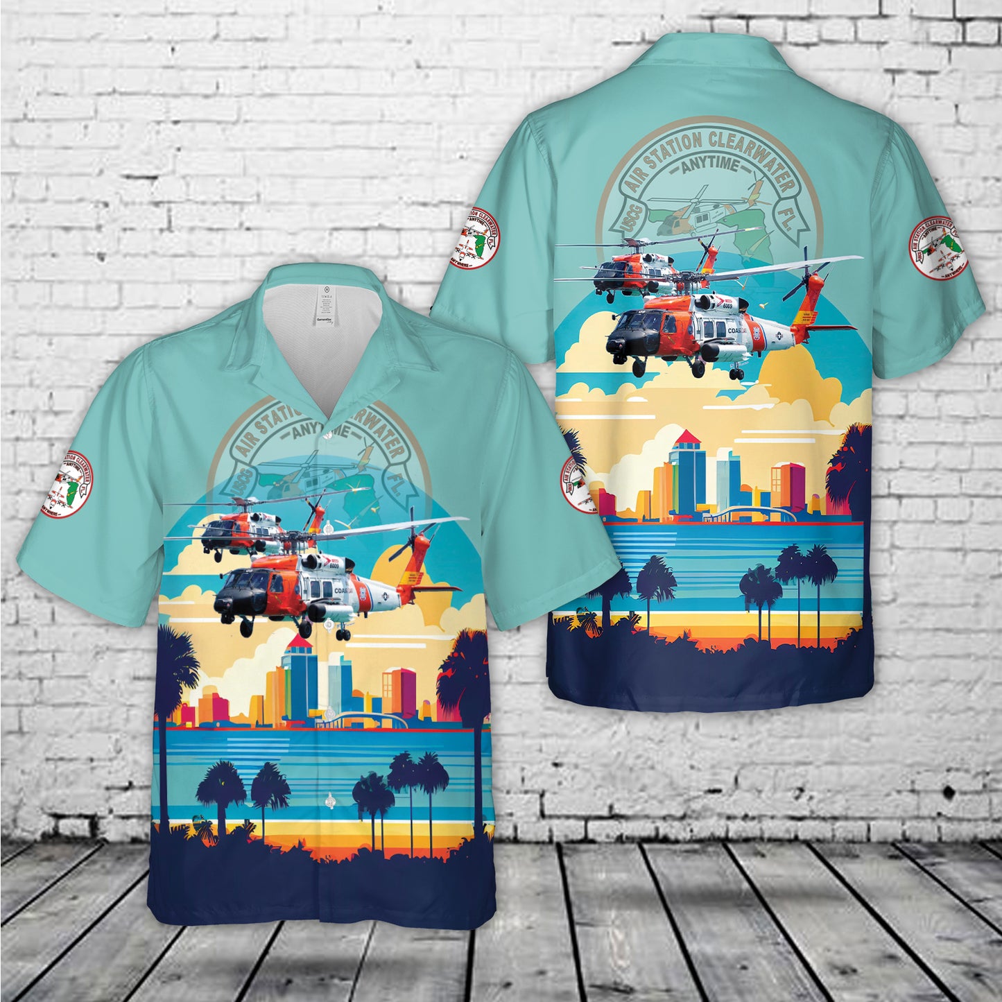 US Coast Guard Air Station Clearwater MH-60T Jayhawk Hawaiian Shirt