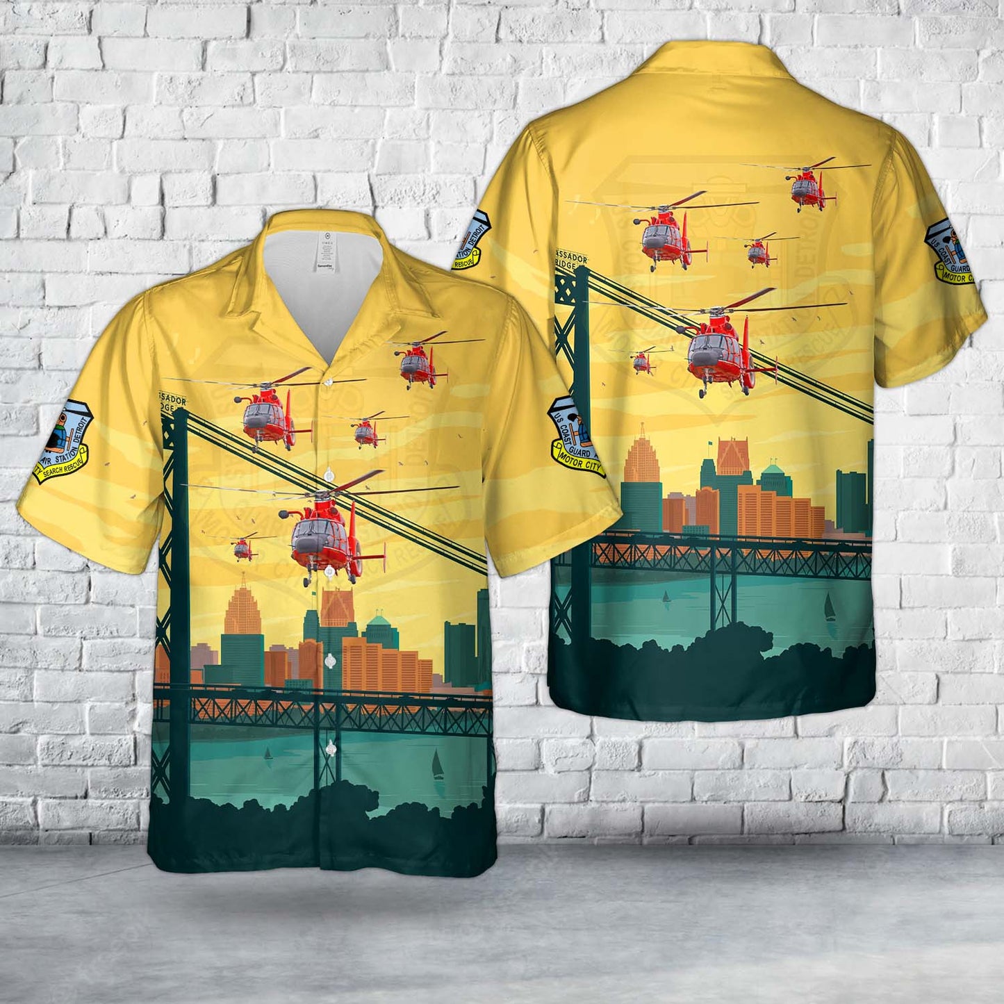 US Coast Guard Air Station Detroit MH-65D Dolphin Hawaiian Shirt