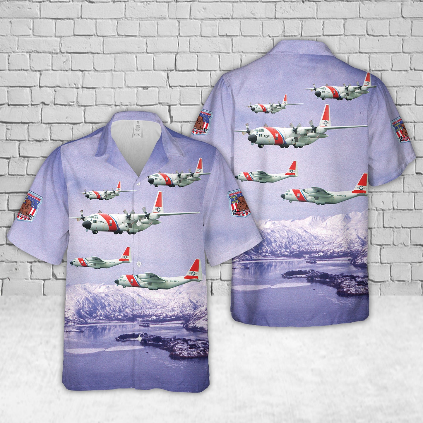 US Coast Guard Air Station Kodiak Lockheed HC-130H Hercules (L-382) Hawaiian Shirt