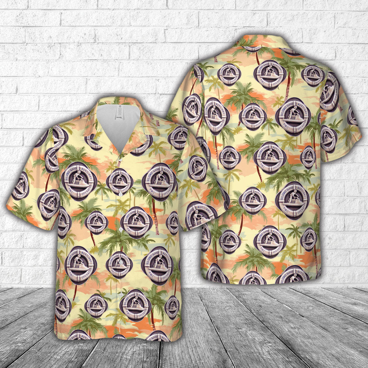 US Coast Guard Auxiliary Personal Watercraft Operator Badge Hawaiian Shirt