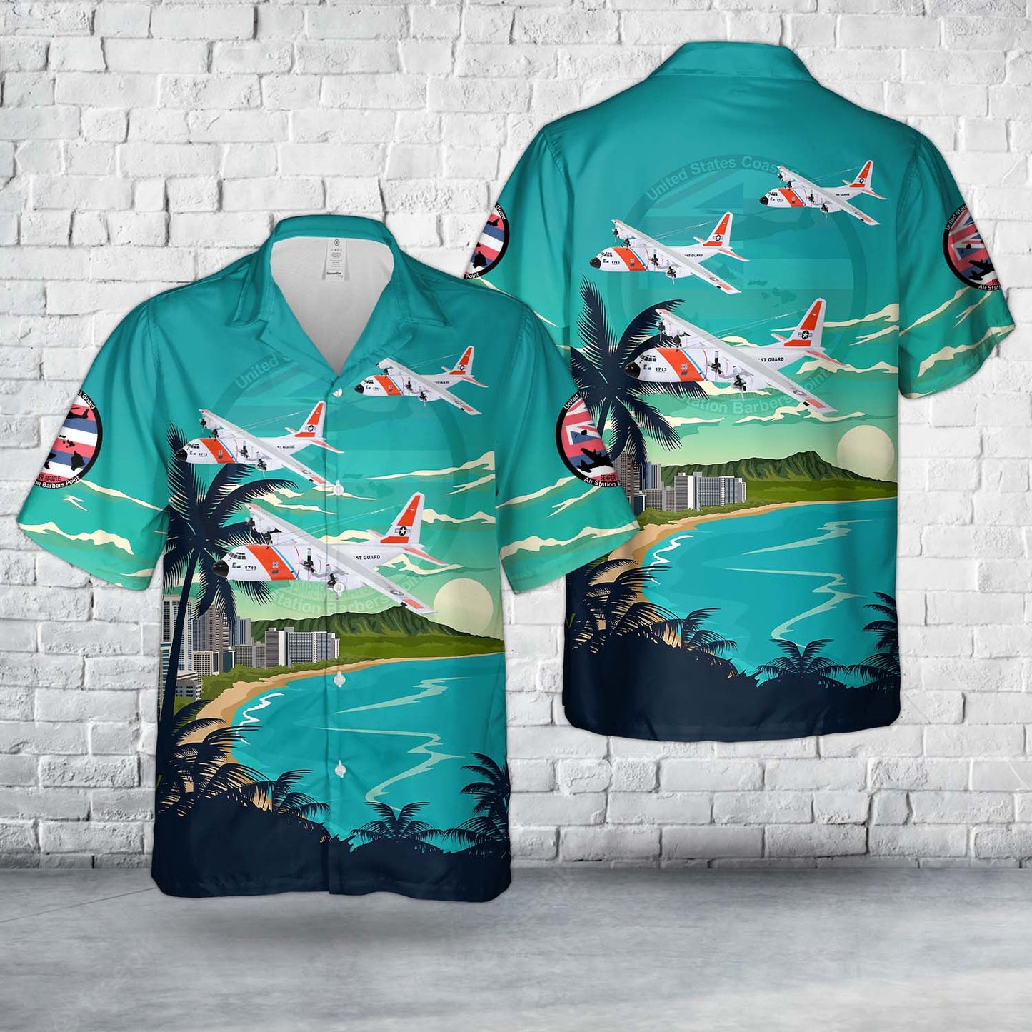 US Coast Guard Barbers Points HC-130H Hercules Hawaiian Shirt