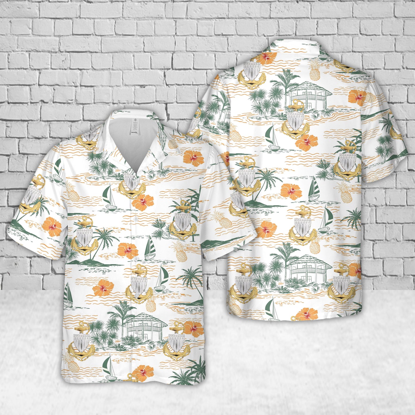 US Coast Guard Chief Petty Officer Hat Badge Hawaiian Shirt