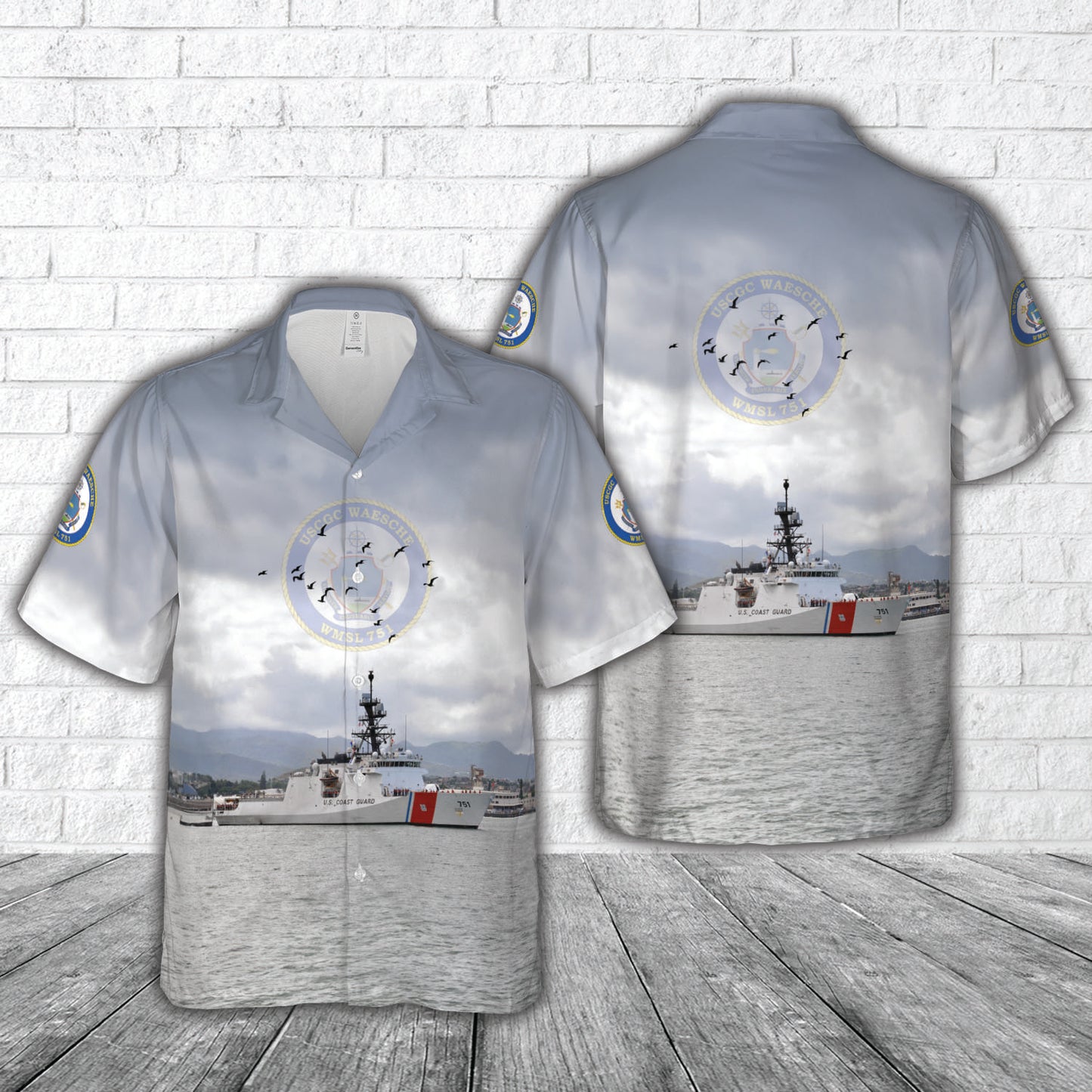 US Coast Guard Cutter Ship USCGC Waesche (WMSL-751) Hawaiian Shirt
