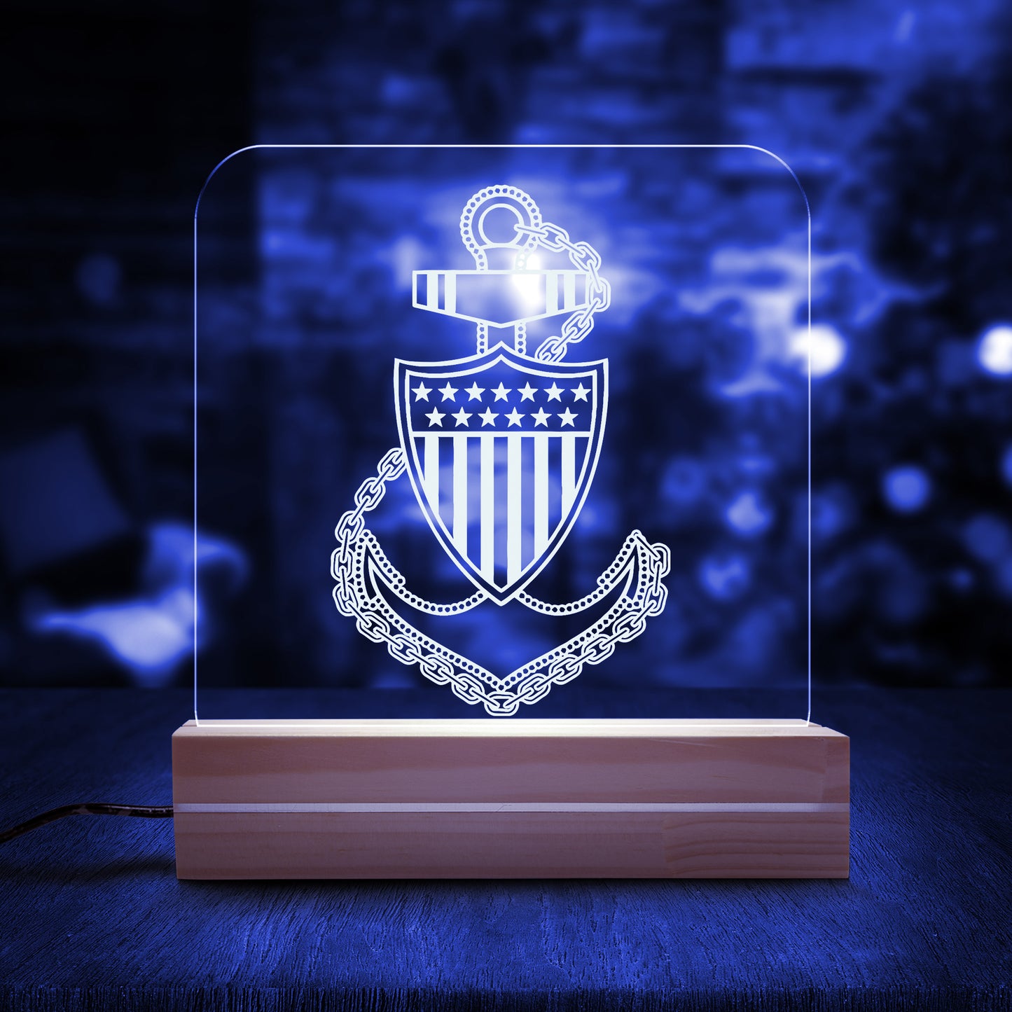 US Coast Guard E7 Chief Petty Officer Anchor Custom Shape Photo Night Light