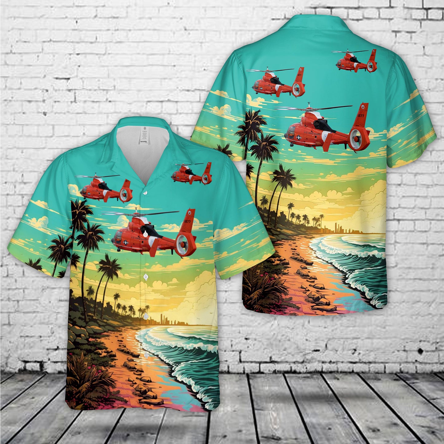 US Coast Guard HH-65C Dolphin helicopters Hawaiian Shirt