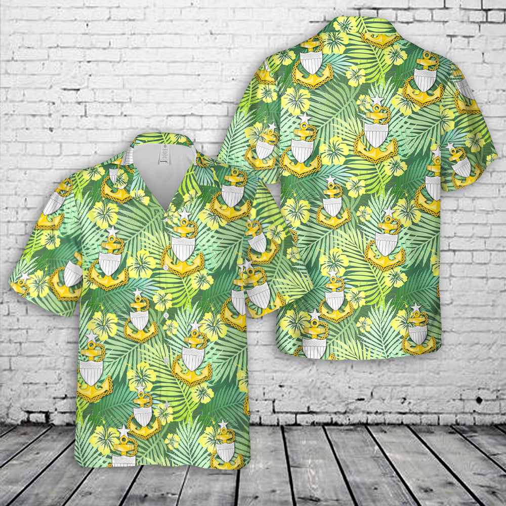 US Coast Guard Senior Chief Petty Officer Insignia E-8 Hawaiian Shirt