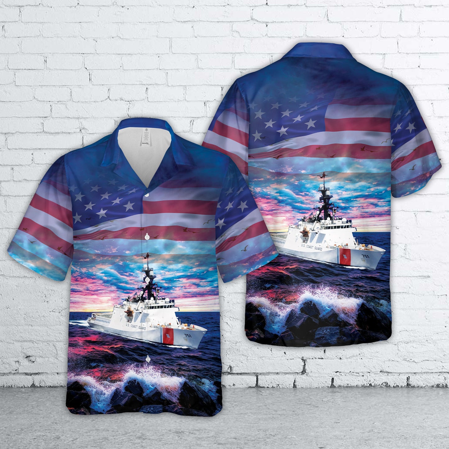 US Coast Guard USCGC Waesche (WMSL-751) Legend-class cutter Hawaiian Shirt