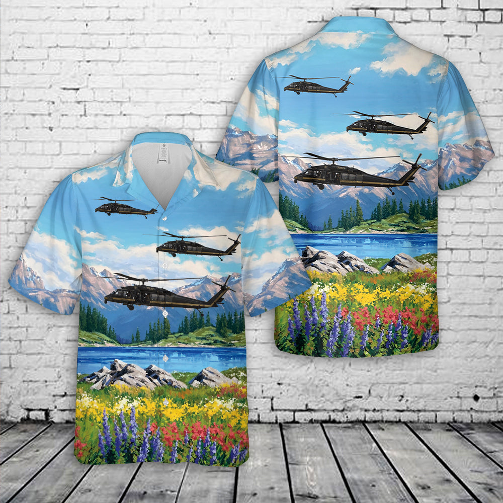 US Customs and Border Protection Air and Marine Operations UH-60 Black Hawk Helicopter Hawaiian Shirt