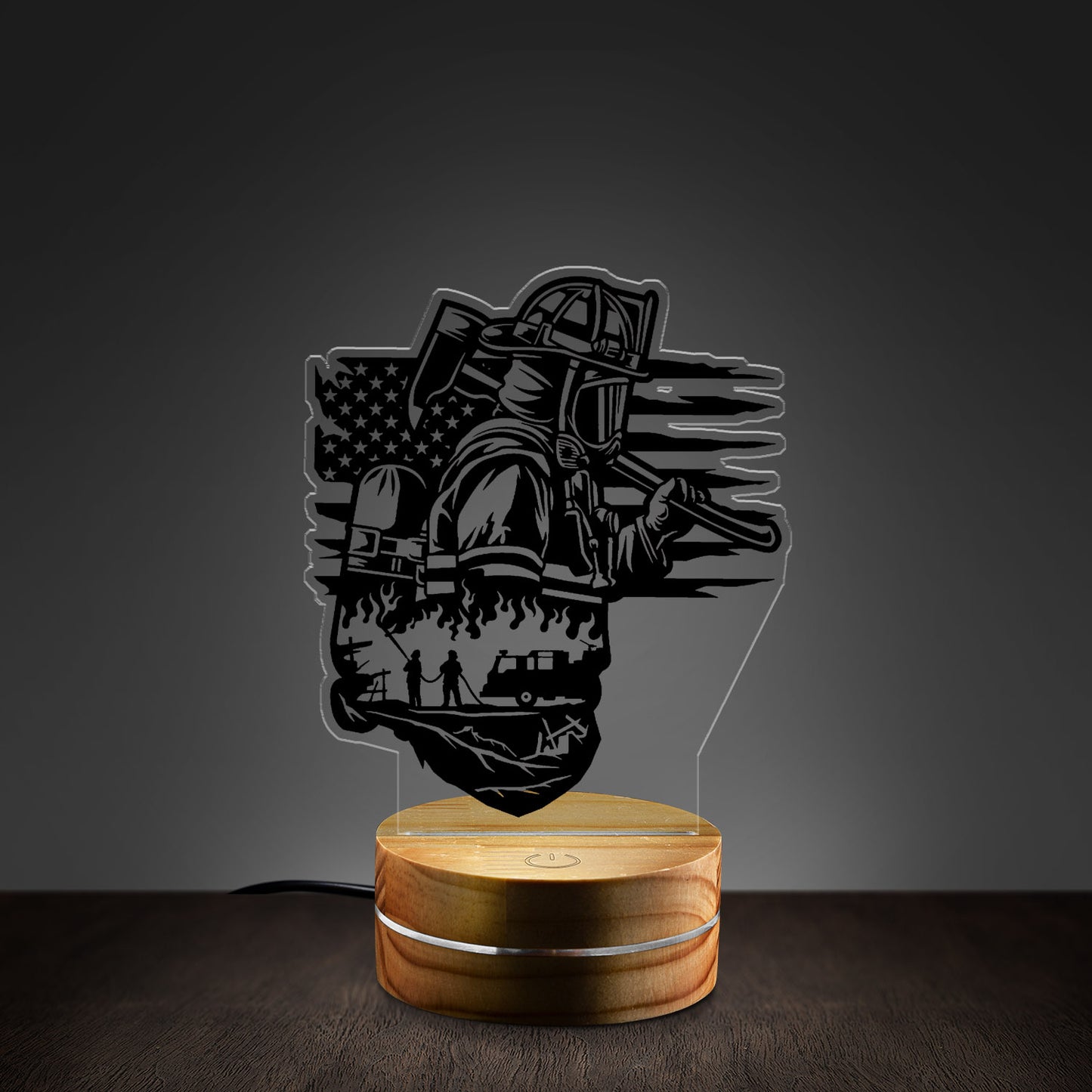 US Fire Fighter Photo Night Light