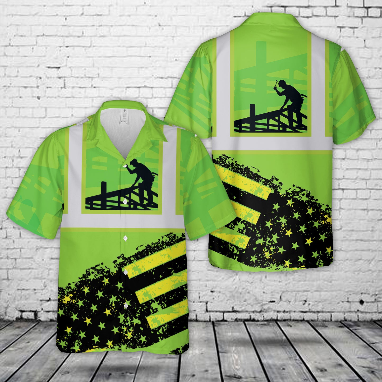 US Flag Roofer Hawaiian Shirt