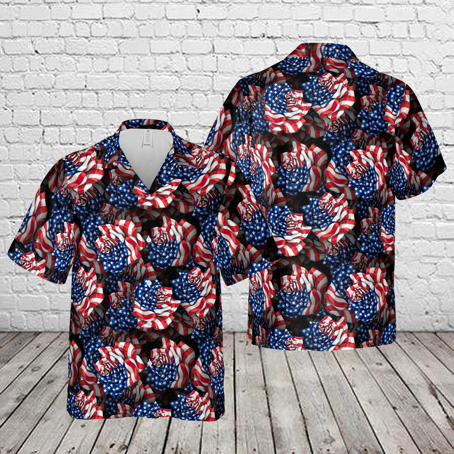 US Flag Rose Hawaiian Shirt