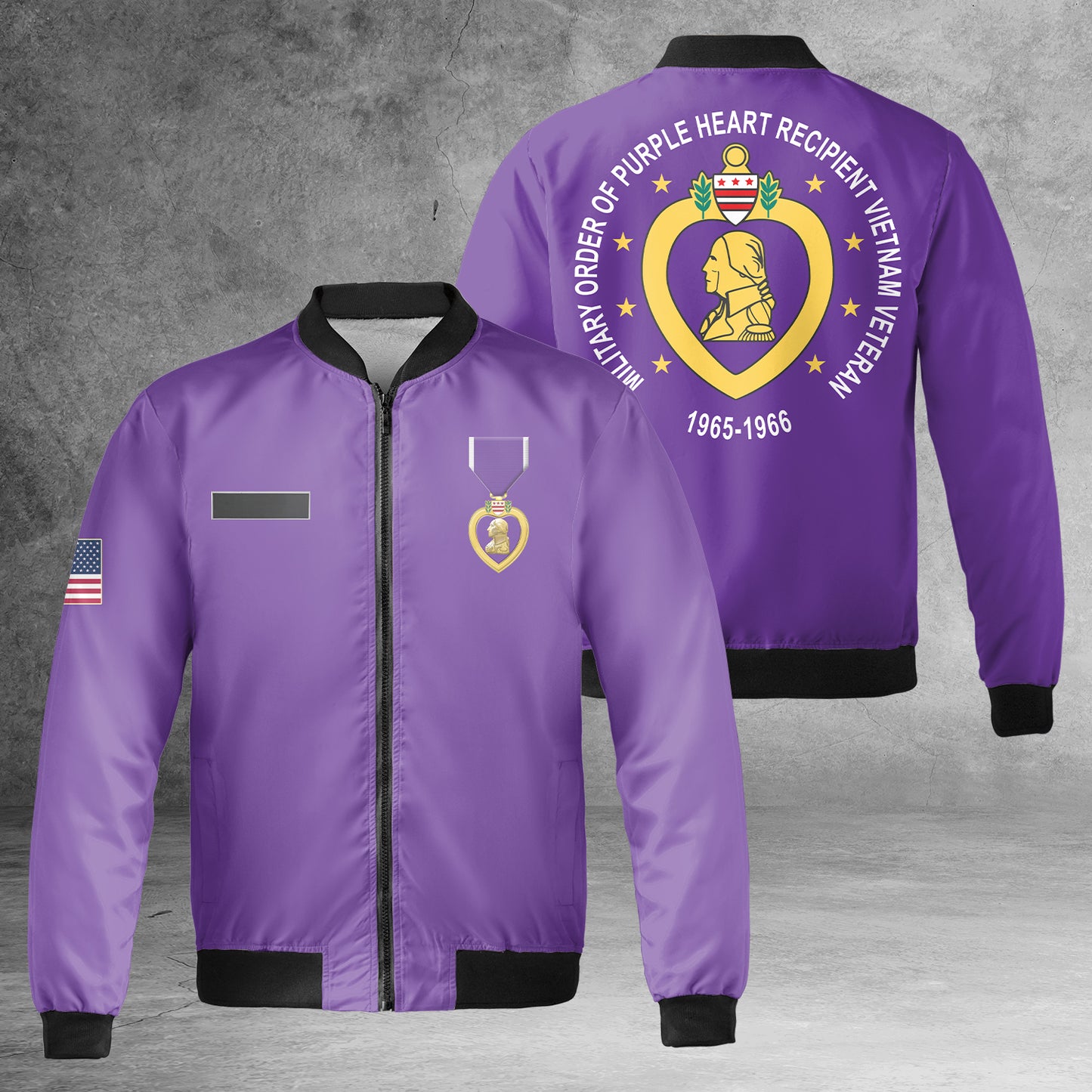 Custom Name US Military Order of Purple Heart Recipient Vietnam Veteran 1965-1966 AOP Bomber Jacket