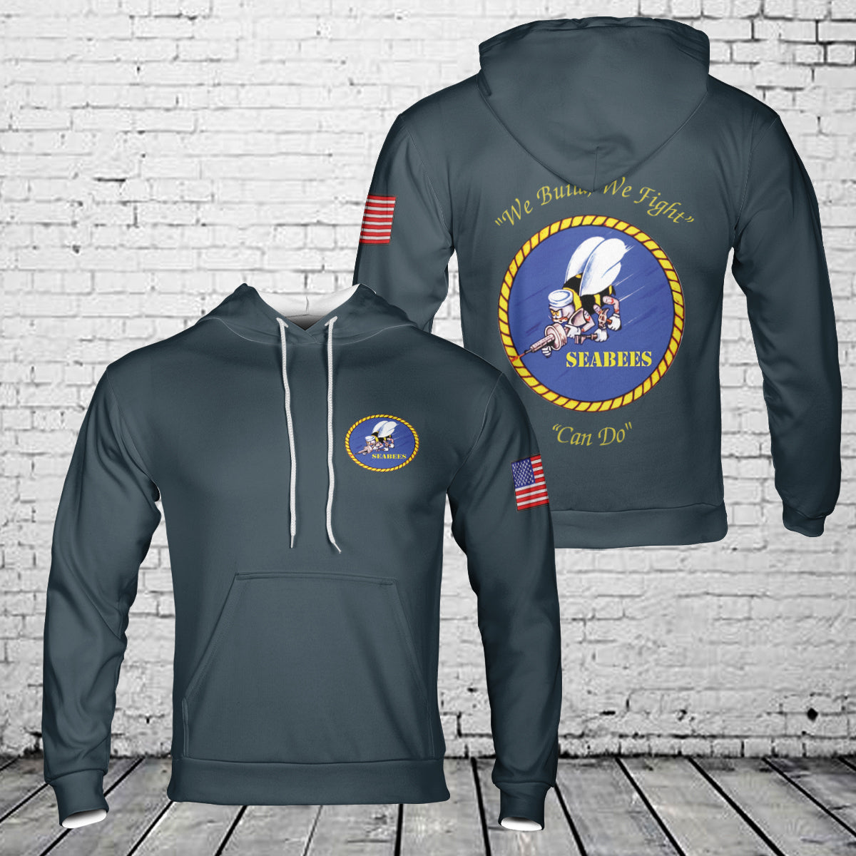 US NAVY Seabees "We Build, We Fight, Can Do" 3D Hoodie
