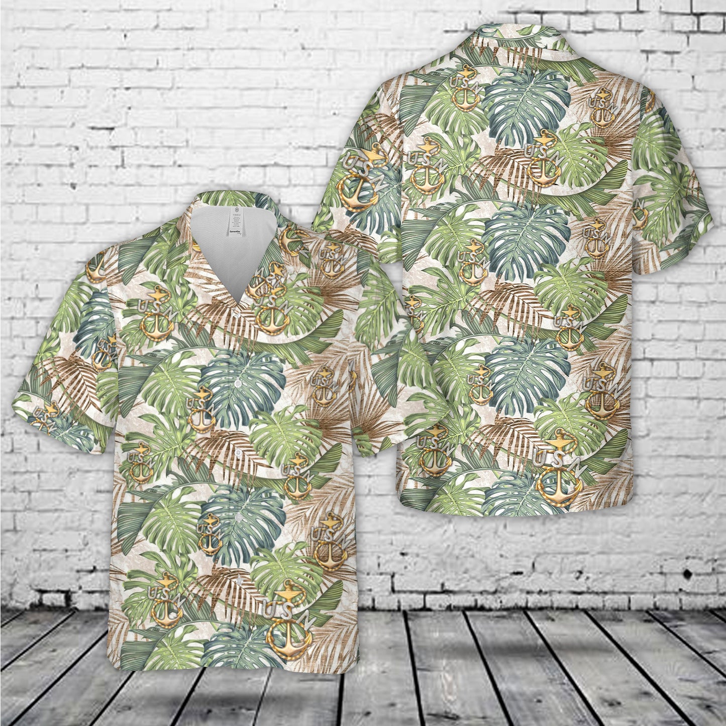 US Navy 1897 CPO Cap Device Hawaiian Shirt