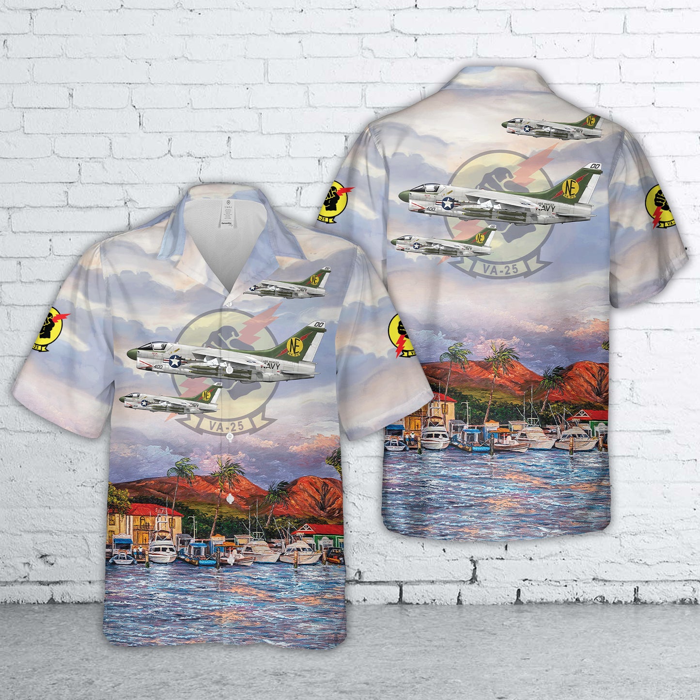 US Navy A-7E Corsair II VA-25 Fist of the Fleet, NE400 / 157483. CVW-2, USS Ranger CV-61 - 1970 Hawaiian Shirt