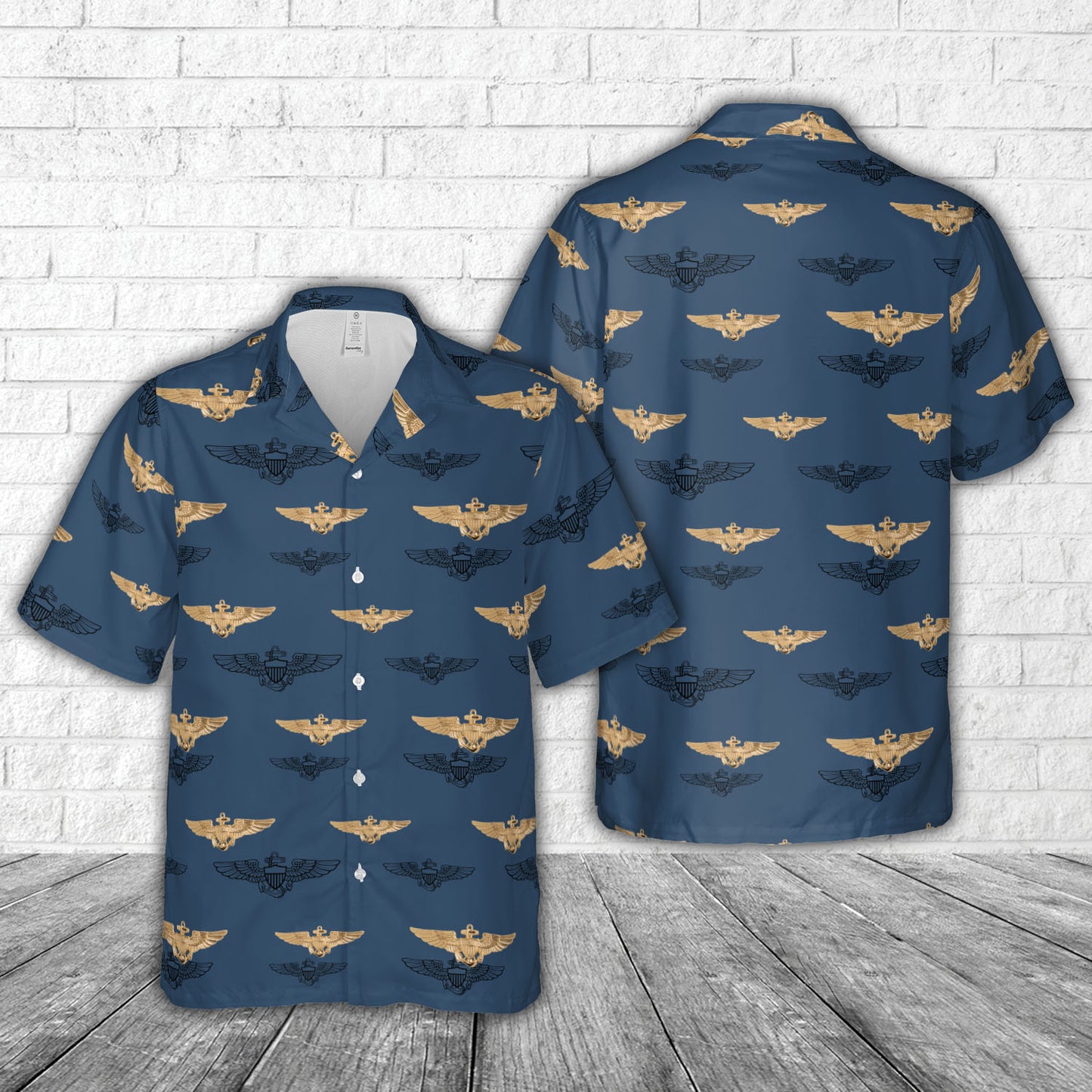 US Navy Aviator Insignia Silhouette Hawaiian Shirt