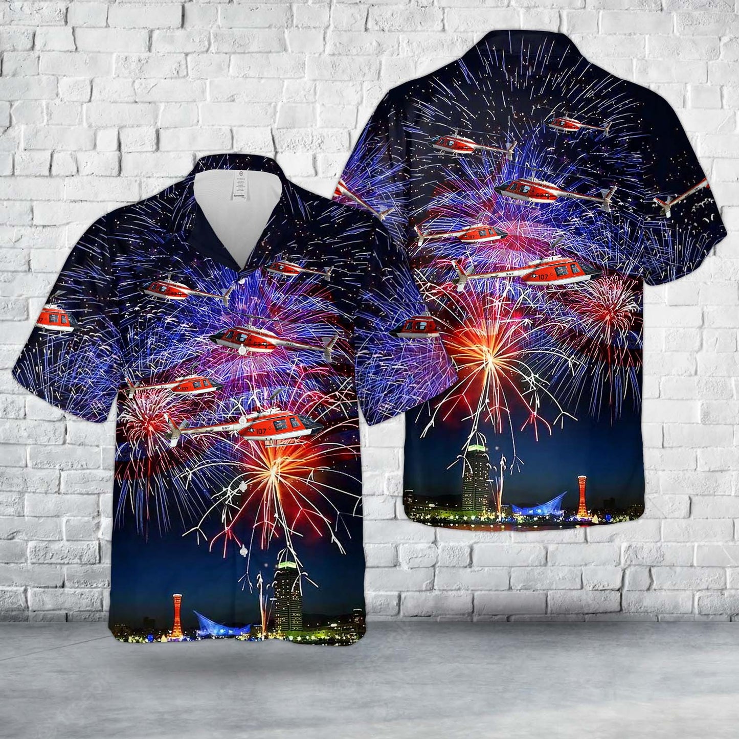 US Navy Bell TH-57C SeaRanger, 4th Of July Hawaiian Shirt