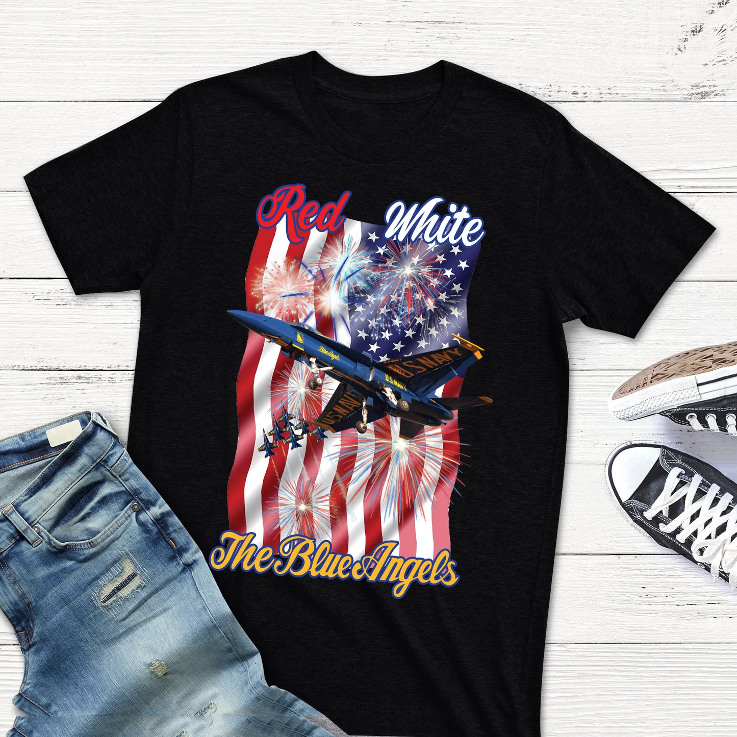 US Navy Blue Angels 4th Of July Classic Unisex T-Shirt Gildan 5000 (Made In US) NLMP0406PT09