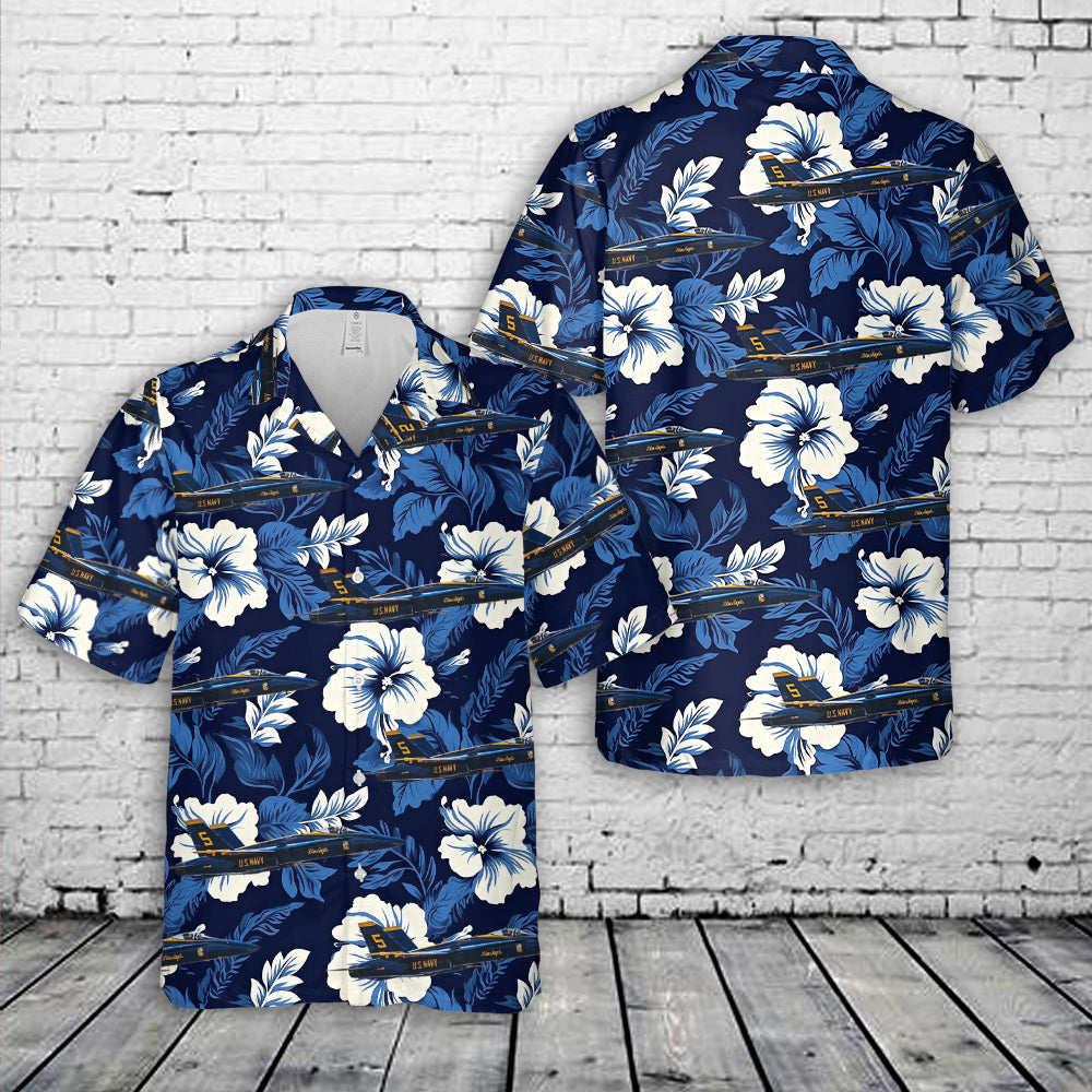 US Navy Blue Angels #5 F/A-18C Hawaiian Shirt
