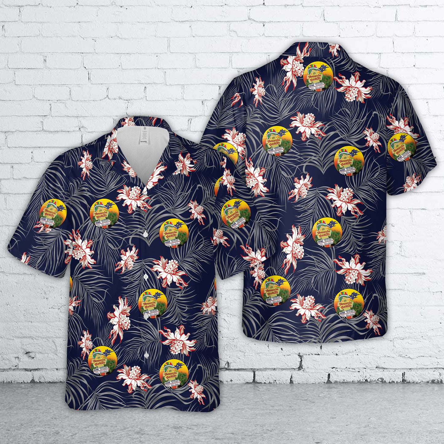 US Navy Blue Angels Pensacola Beach Sign Sunset Hawaiian Shirt