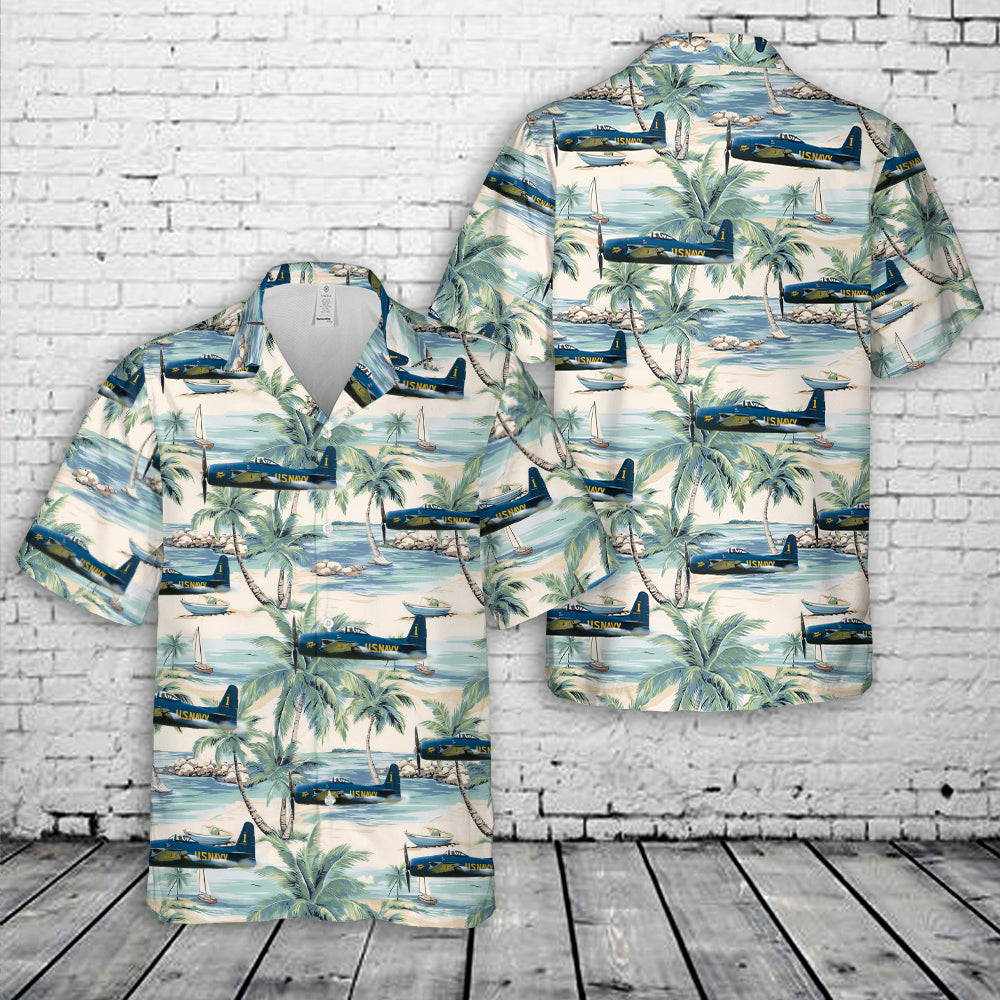 US Navy Blue F8F Bearcat "Blue Angel" Hawaiian Shirt