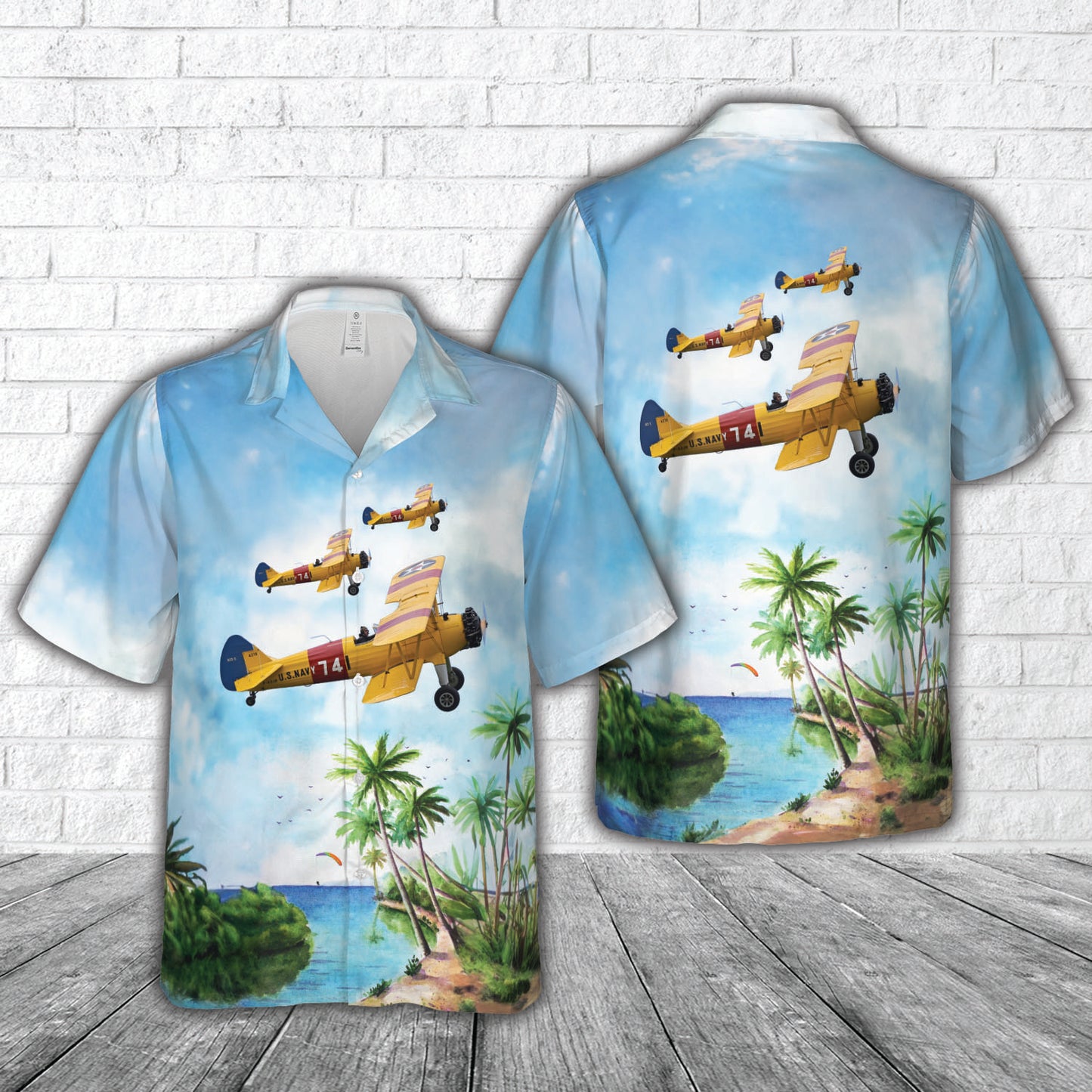 US Navy Boeing-Stearman E75 Kaydet 4273 741 (F-AZJR) Hawaiian Shirt