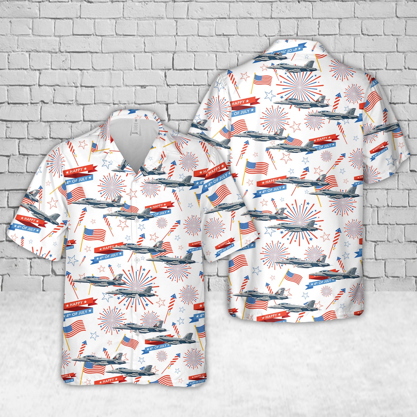 US Navy Boeing EA-18G Growler Of Electronic Attack Squadron 134 (VAQ-134), 4th Of July Hawaiian Shirt