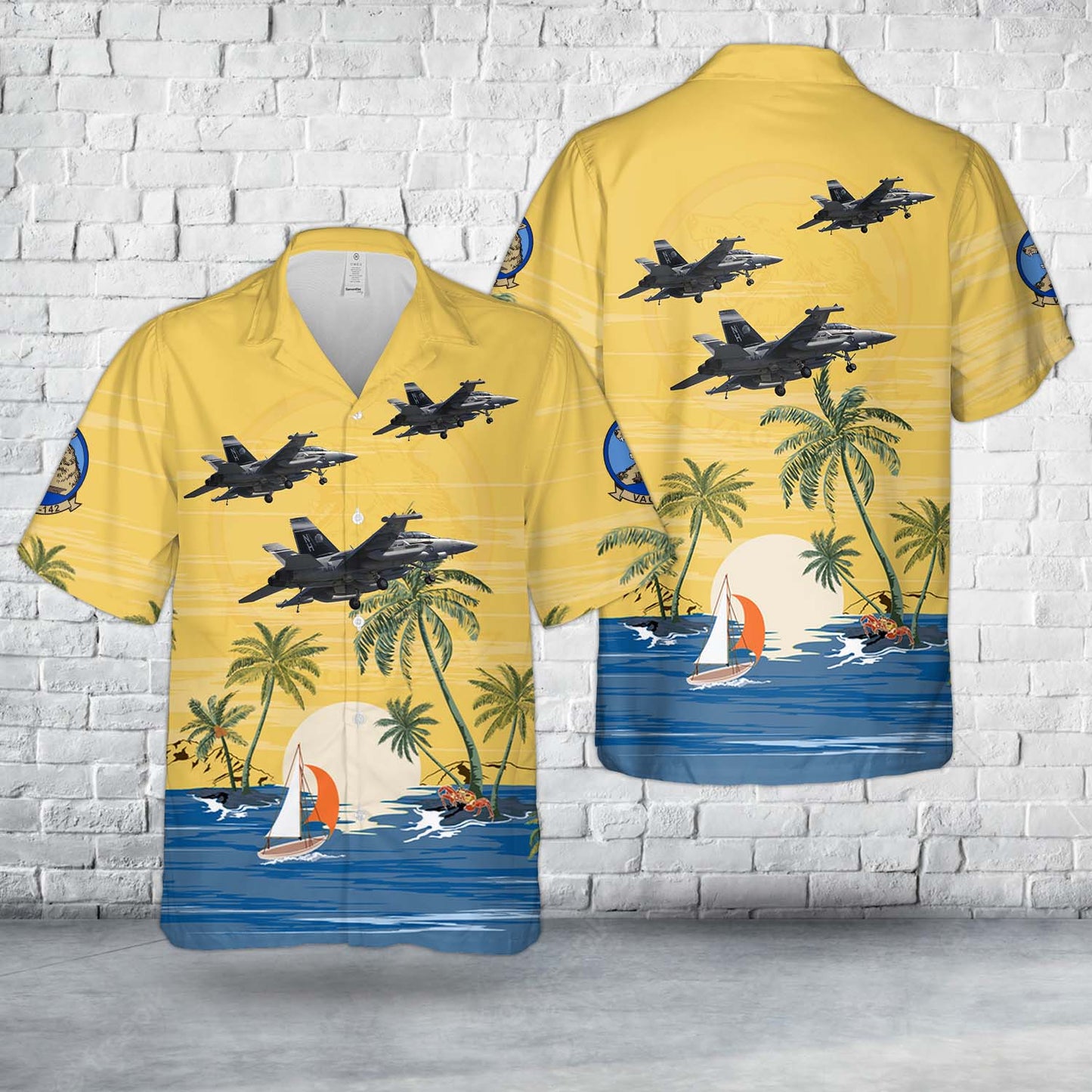 US Navy Boeing EA-18G Growler Of VAQ-142 Gray Wolves Hawaiian Shirt