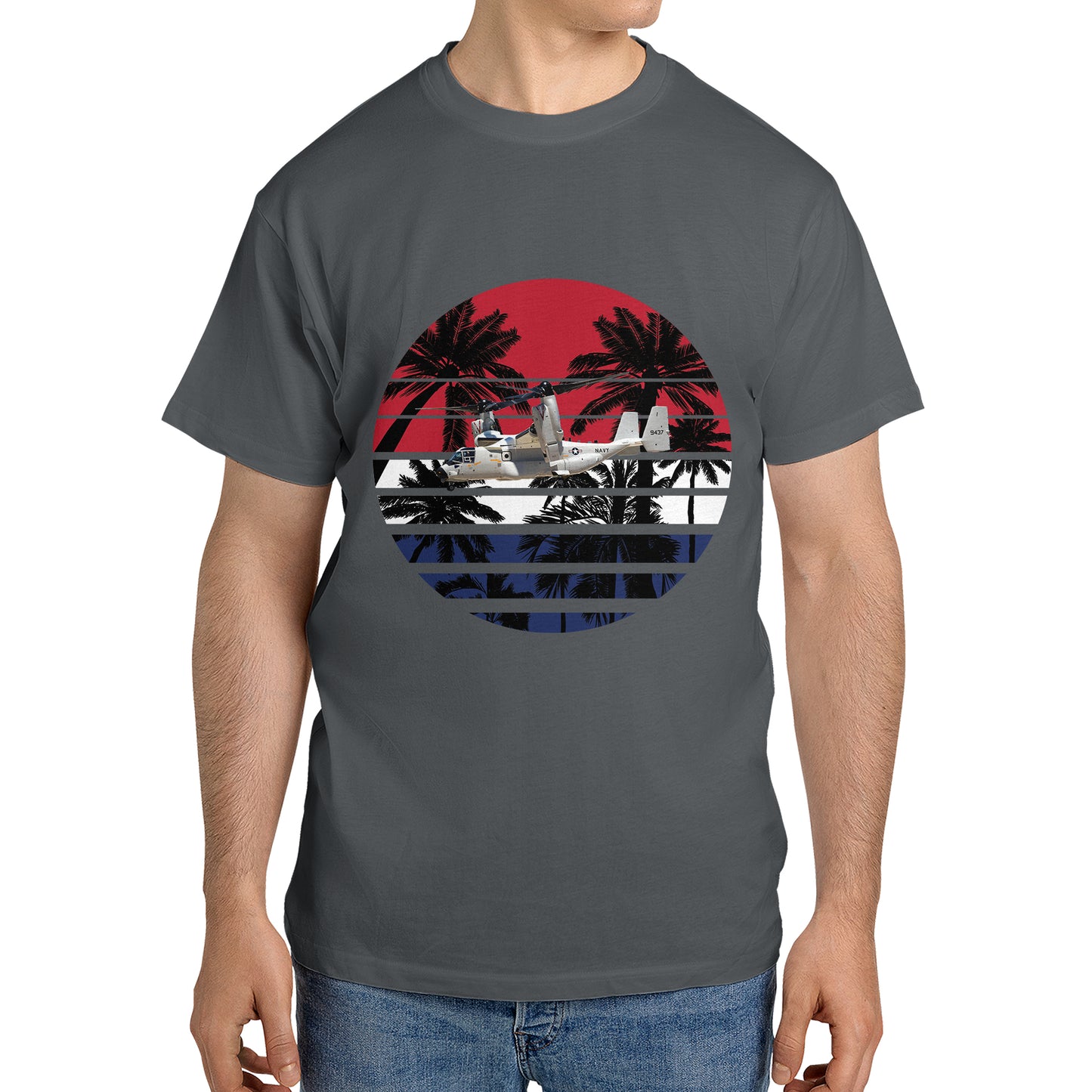 US Navy CMV-22B Osprey Palm Tree, 4th Of July Classic Unisex T-Shirt Gildan 5000 (Made In US)
