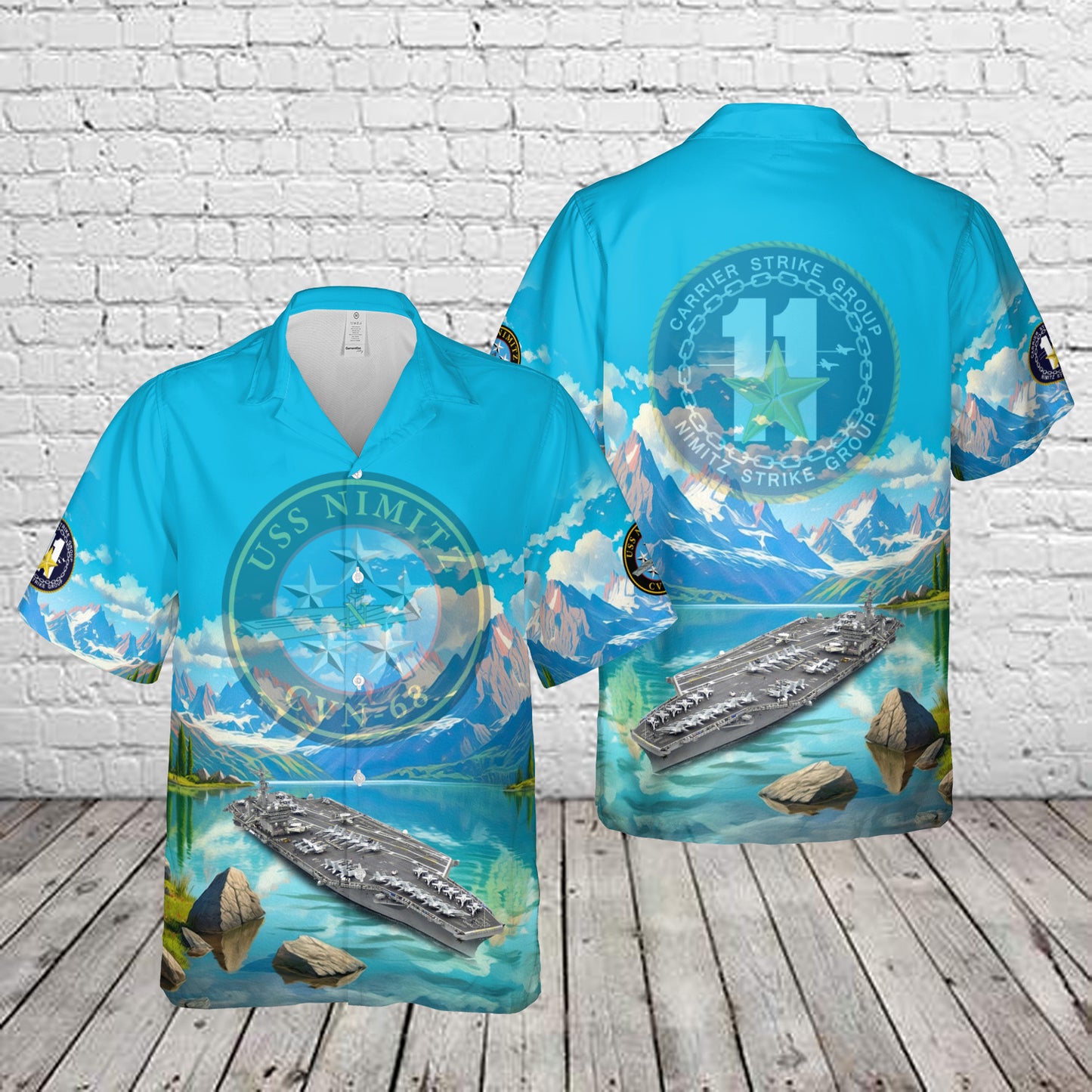 US Navy Carrier Strike Group 11 (CSG-11 or CARSTRKGRU 11) USS Nimitz (CVN-68) Hawaiian Shirt