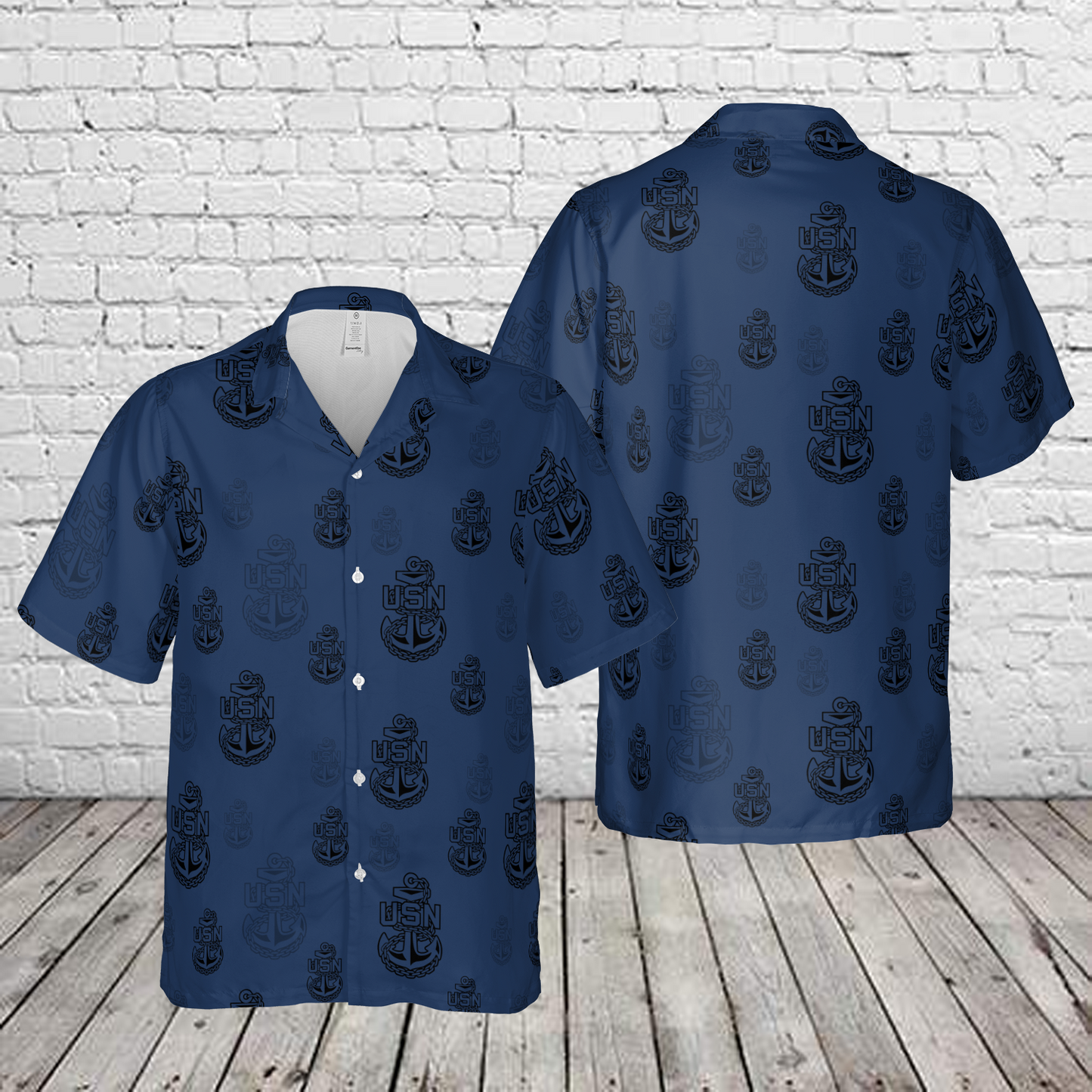 US Navy Chief Emblem Silhouette Hawaiian Shirt