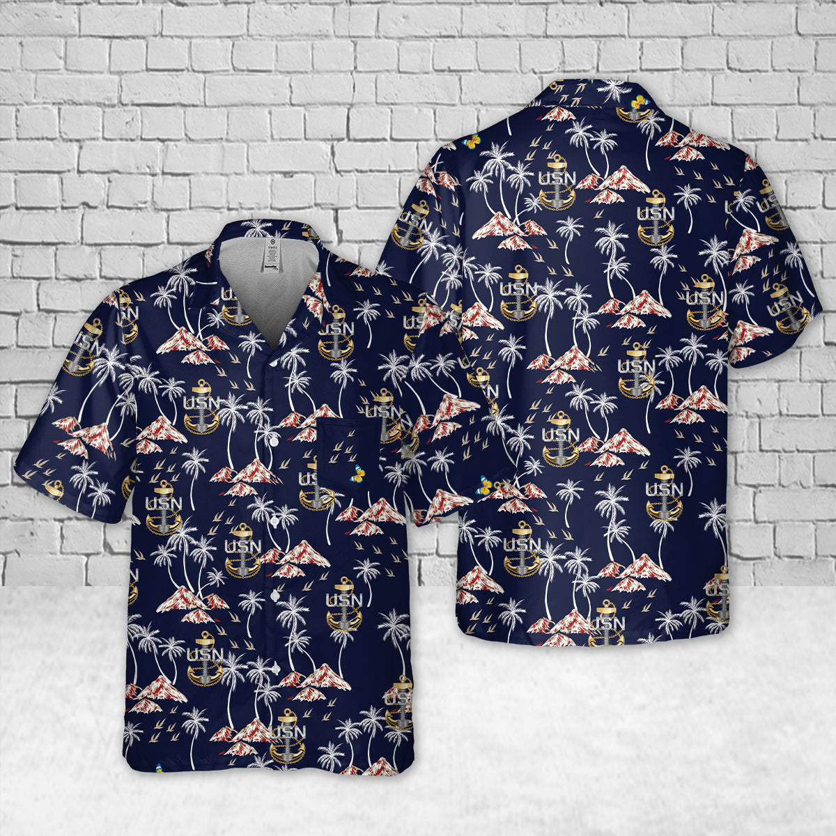 US Navy Chief Petty Officer Backbone Anchor Pocket Hawaiian Shirt