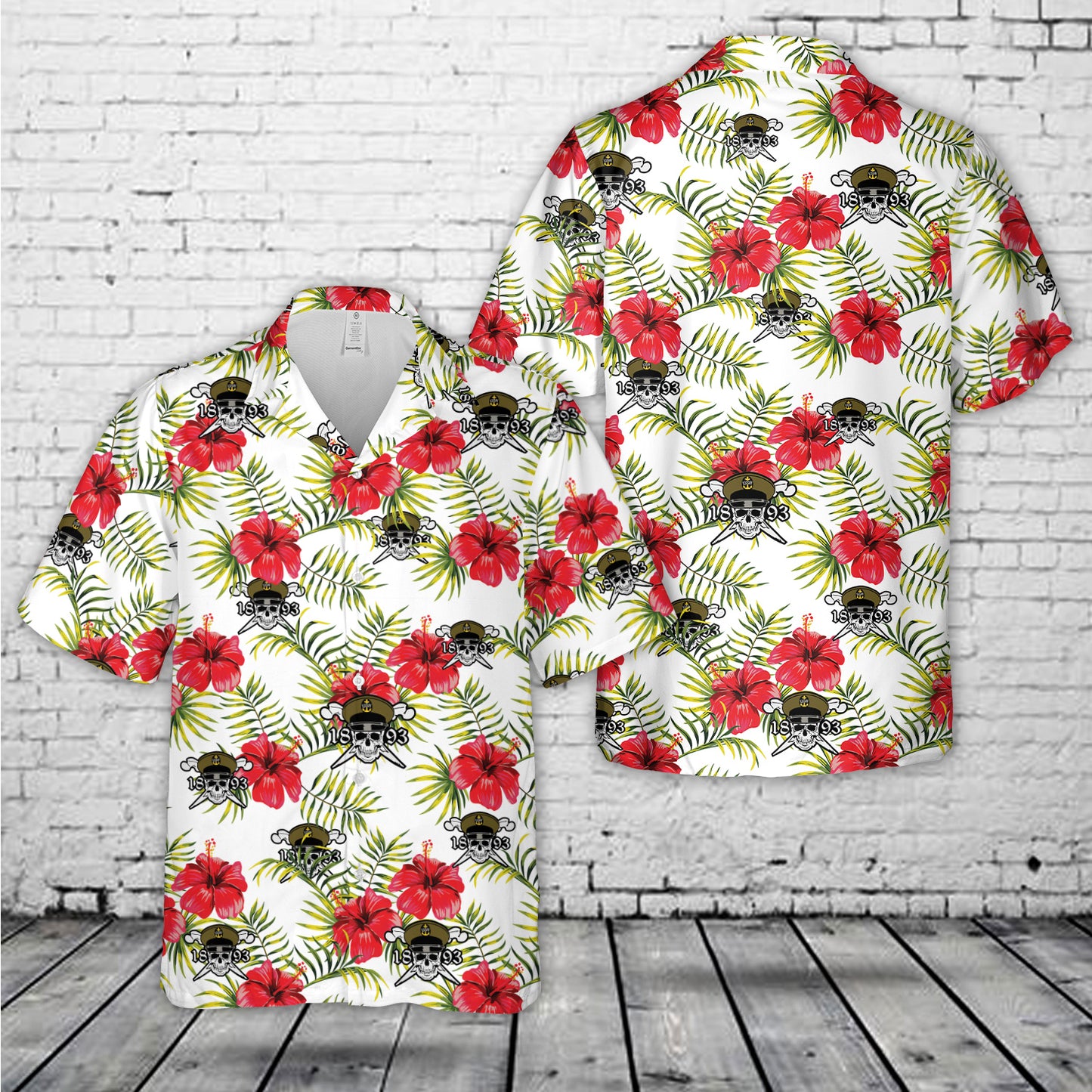 US Navy Chief Skull and Cross bones Crossbones 1893 Hawaiian Shirt