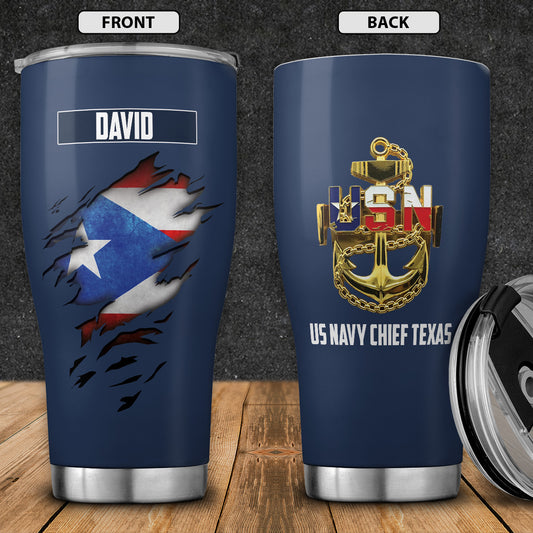 US Navy Chief Texas Stainless Steel Tumbler
