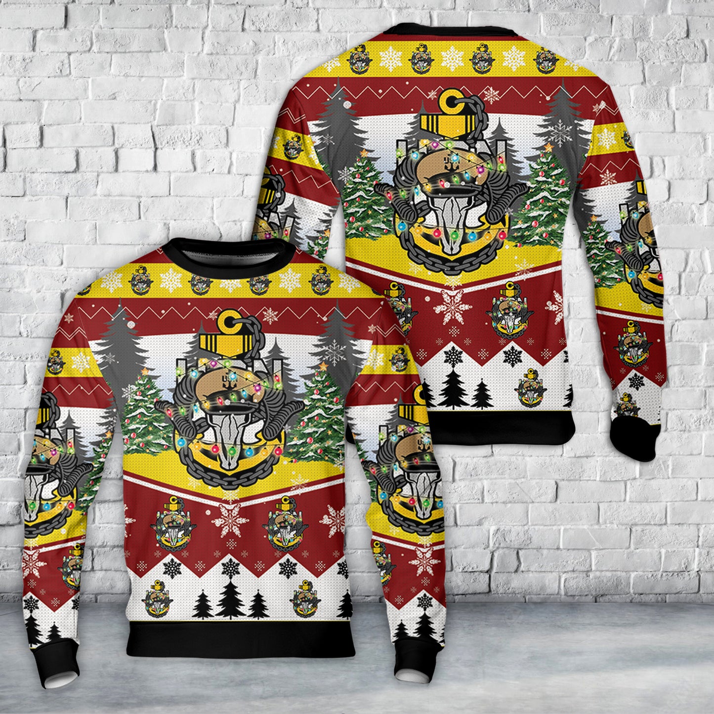 US Navy Chief with Goat Skull anchor Christmas Sweater