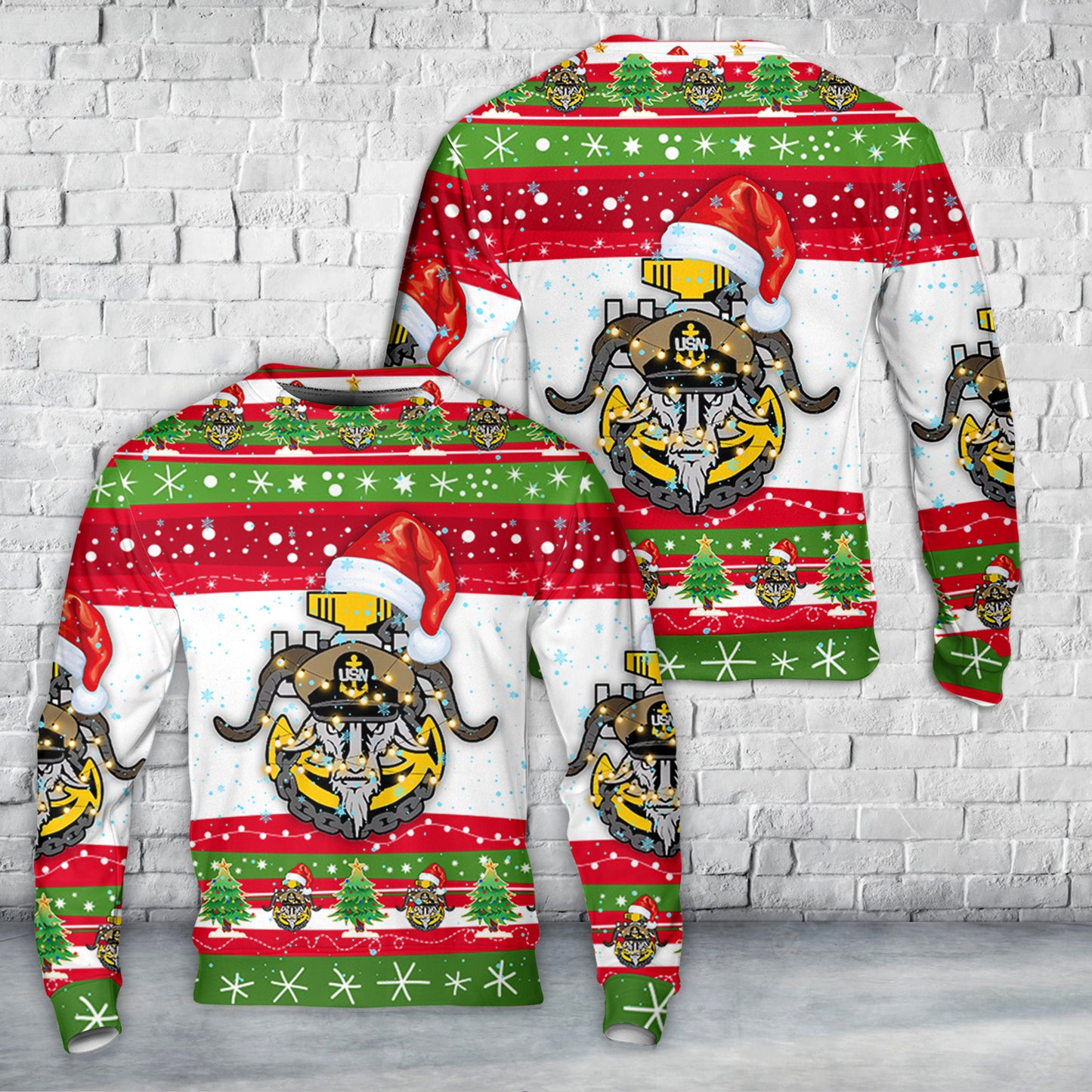 US Navy Chief with Goat head anchor Christmas Sweater