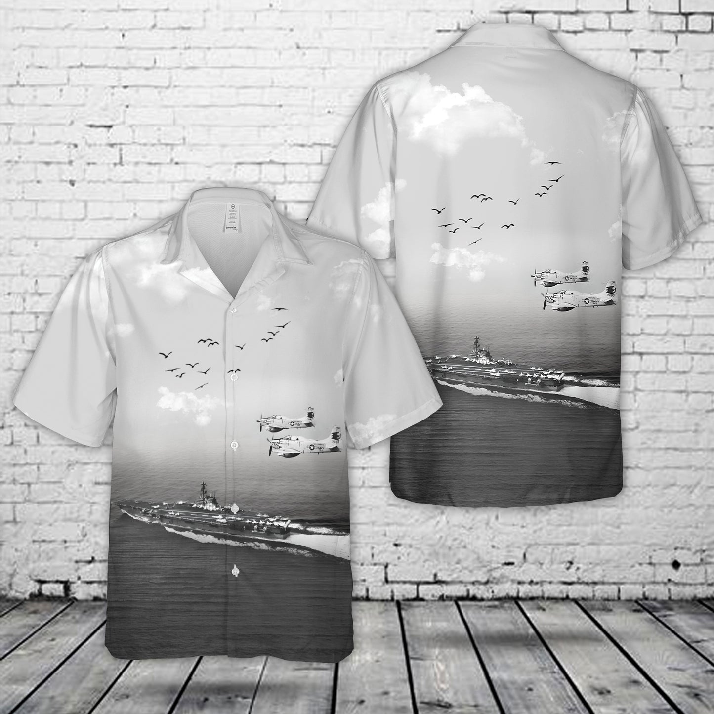 US Navy Douglas AD-5W Skyraider aircraft carrier USS Forrestal (CVA-59) Hawaiian Shirt