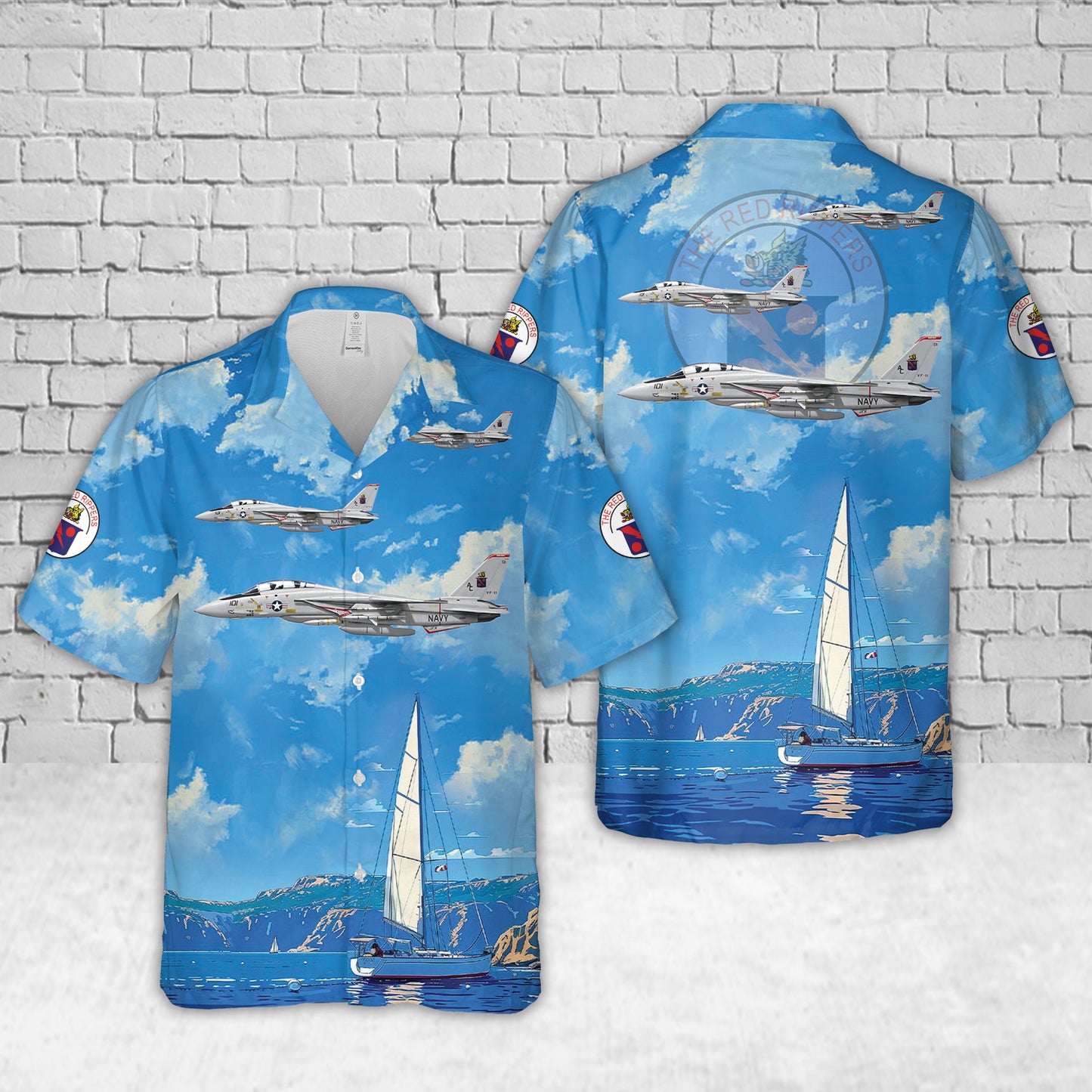 US Navy F-14A Tomcat VF-11 Red Rippers, AC101 / 159011. CVW-3, USS John F. Kennedy CV-67 - 1981 Hawaiian Shirt